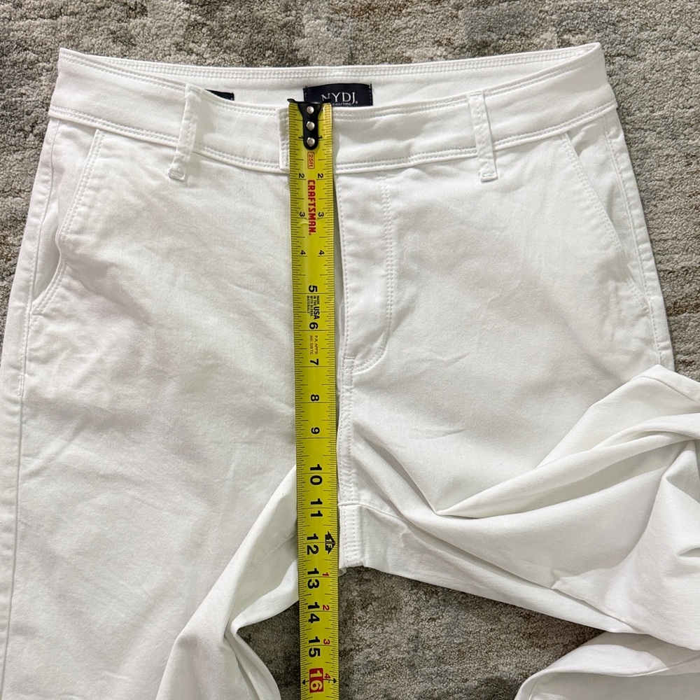 NYDJ High Rise Mona Wide-Leg Ankle Trouser Optic White Women Sz 4 Stretch Pants - Picture 4 of 11